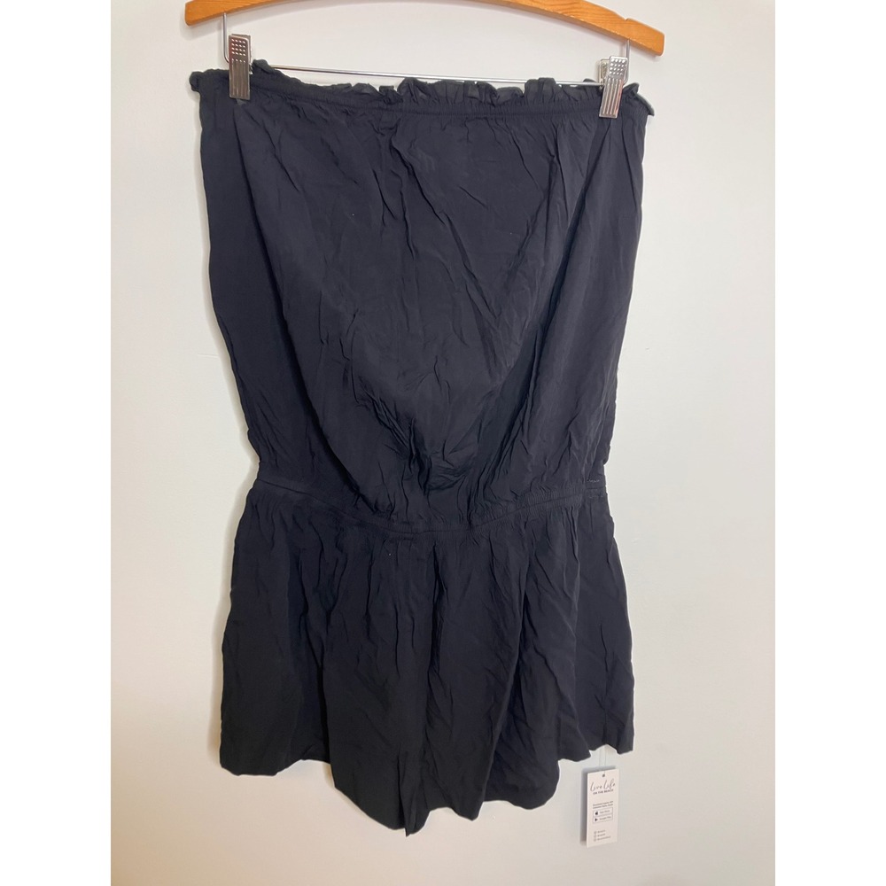 Cupshe Romper Womens Large Black New Strapless Ruffle Elastic CAA07G5A001AA